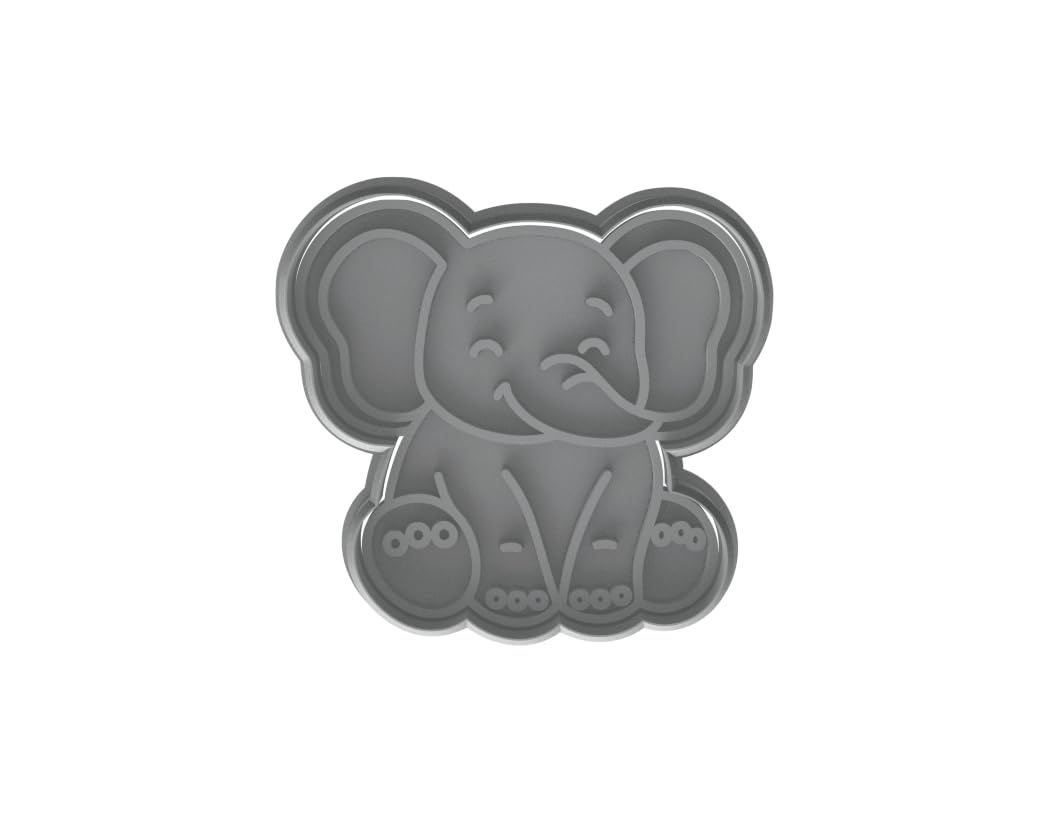 Kawaii Baby Elephant Cookie Cutter - 4x3.75" Premium Kids Party Baking Tool