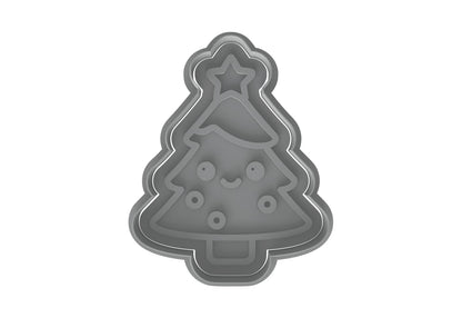 Kawaii Christmas Tree Cookie Cutter Style 2 - 4x3.14" Fun Holiday Baking Design