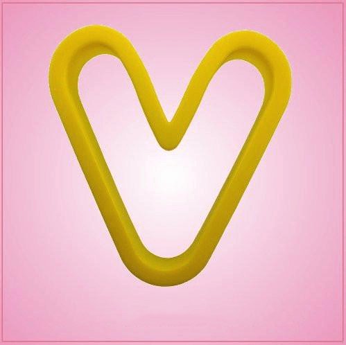 Yellow Letter V Cookie Cutter 3-1/2 inches tall by 2-3/4 inches in wide