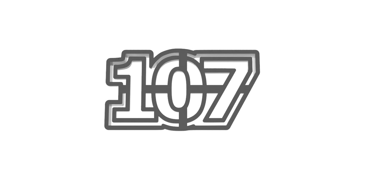 107 cookie cutter - Perfect for Milestone Celebrations (3x6") Made in the USA by Mighty Gadget