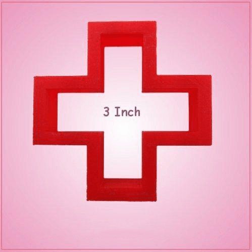 Red Cross Cookie Cutter 3 inch (Red Plastic)