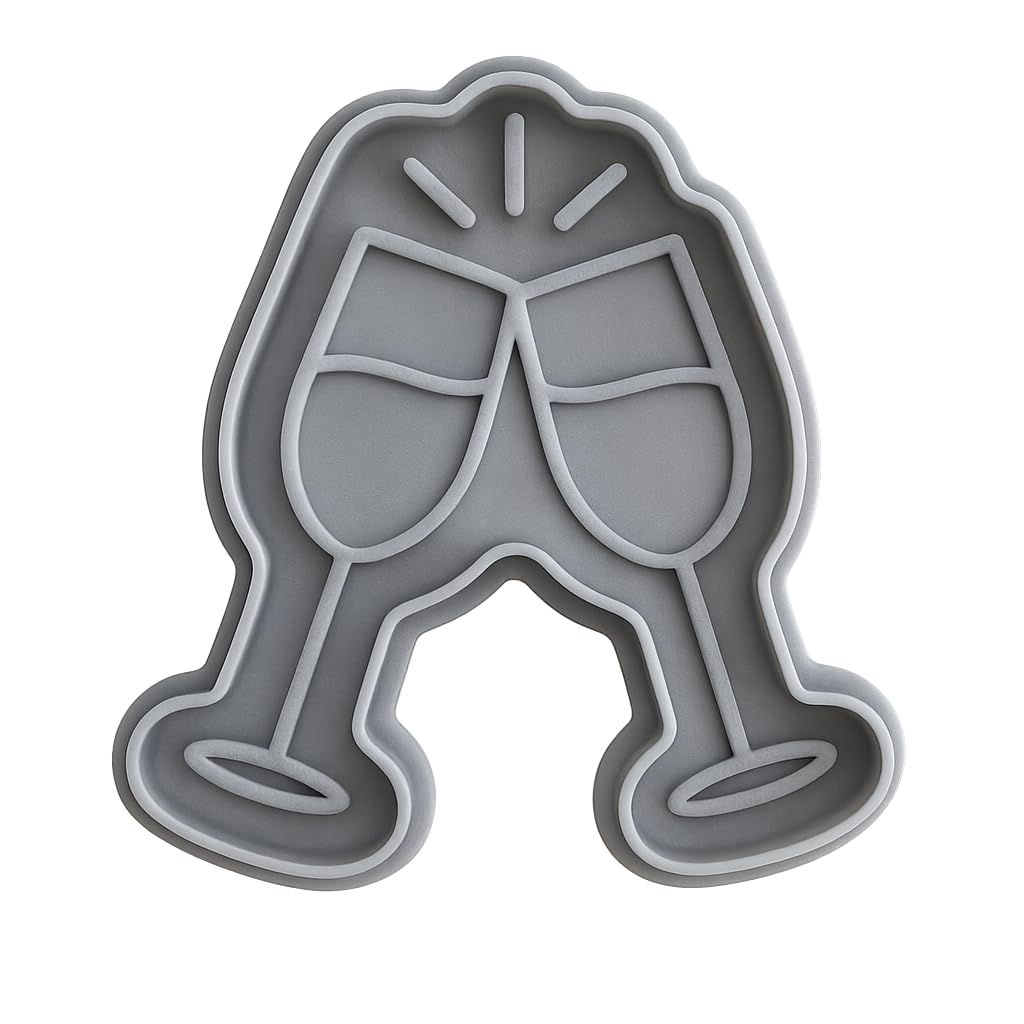 Champagne Toast Cookie Cutter - 4x3.4" Party Celebration Baking Fun