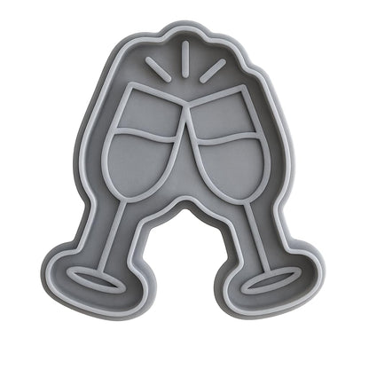 Champagne Toast Cookie Cutter - 4x3.4" Party Celebration Baking Fun