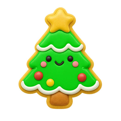 Kawaii Christmas Tree Cookie Cutter - 4x3.17" Fun Holiday Baking Design