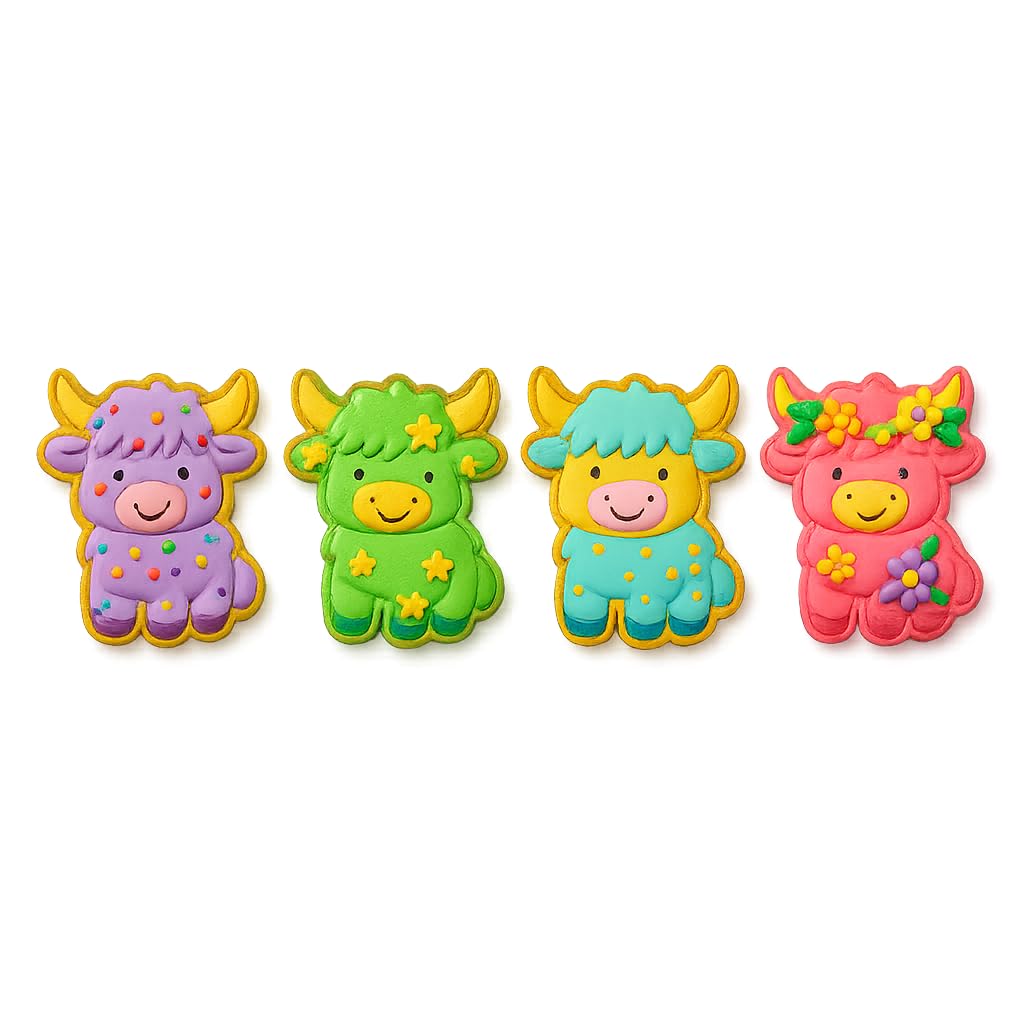 Mighty Gadget Happy Highland Cow Cookie Cutter & Stamp - 4x2.75" Cheerful Design for Joyful Baking (Random Color)