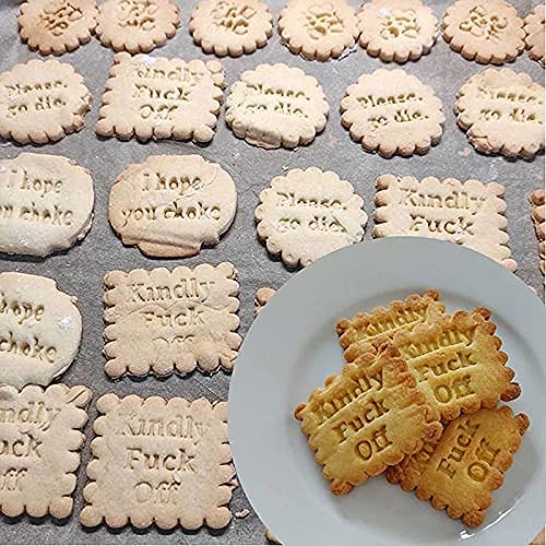 4PCS Funny Cookie Moulds Set for Baking,Cookie Molds with Rude Sayings Cuss Words, Cookie Cutters Form with Fun and Irreverent Phrases, Cookie Molds with Wish Words