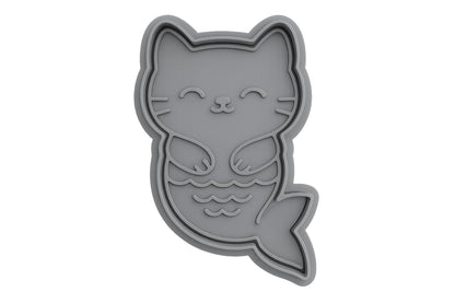 Mermaid Kitten Cookie Cutter - 4x2.5" Fun Creative Baking Design