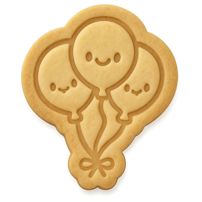 Kawaii Smiling Balloons Cookie Cutter - 4x3.37" Fun Kids Birthday Baking