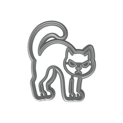 Mighty Gadget Angry Cat Cookie Cutter & Stamp - 4x3" Fun Design for Halloween Baking (Random Color)