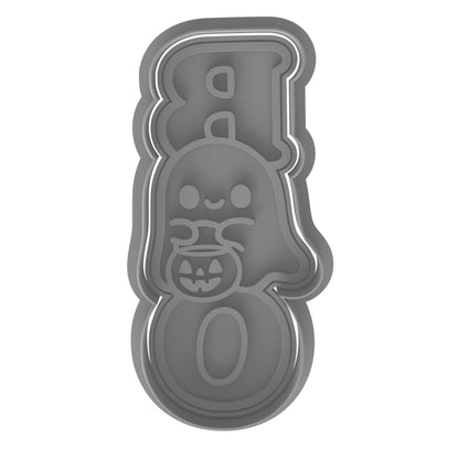 Boo Ghost Cookie Cutter & Stamp 4x1.75" for Baking & Fondant Clay Embosser