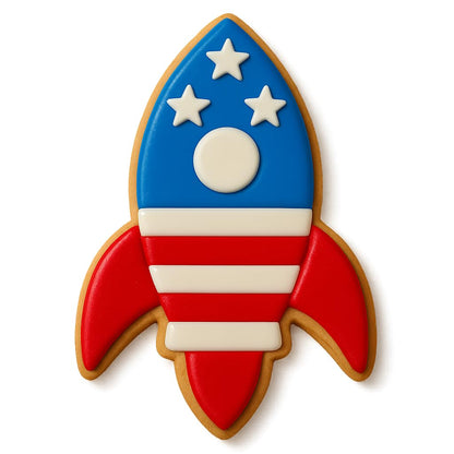 Space Rocket Cookie Cutter & Stamp 4x2.6" for Baking & Fondant Clay Embosser