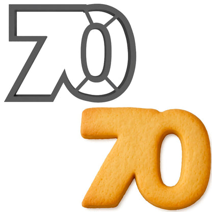 Number 70 Cookie Cutter (3x4") - Made in USA by Mighty Gadget - Perfect for 70th Birthdays and Anniversaries