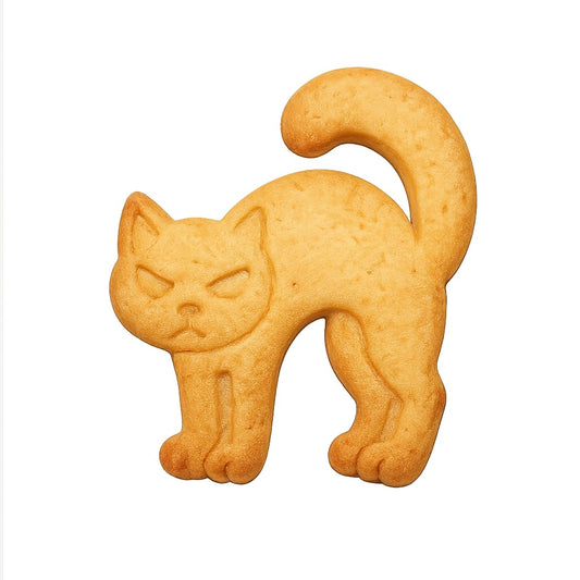 Mighty Gadget Angry Cat Cookie Cutter & Stamp - 4x3" Fun Design for Halloween Baking (Random Color)