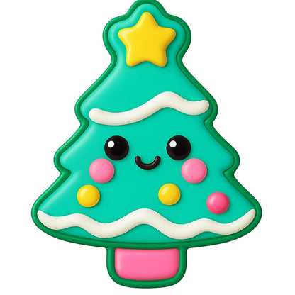 Kawaii Christmas Tree Cookie Cutter Style 2 - 4x3.14" Fun Holiday Baking Design
