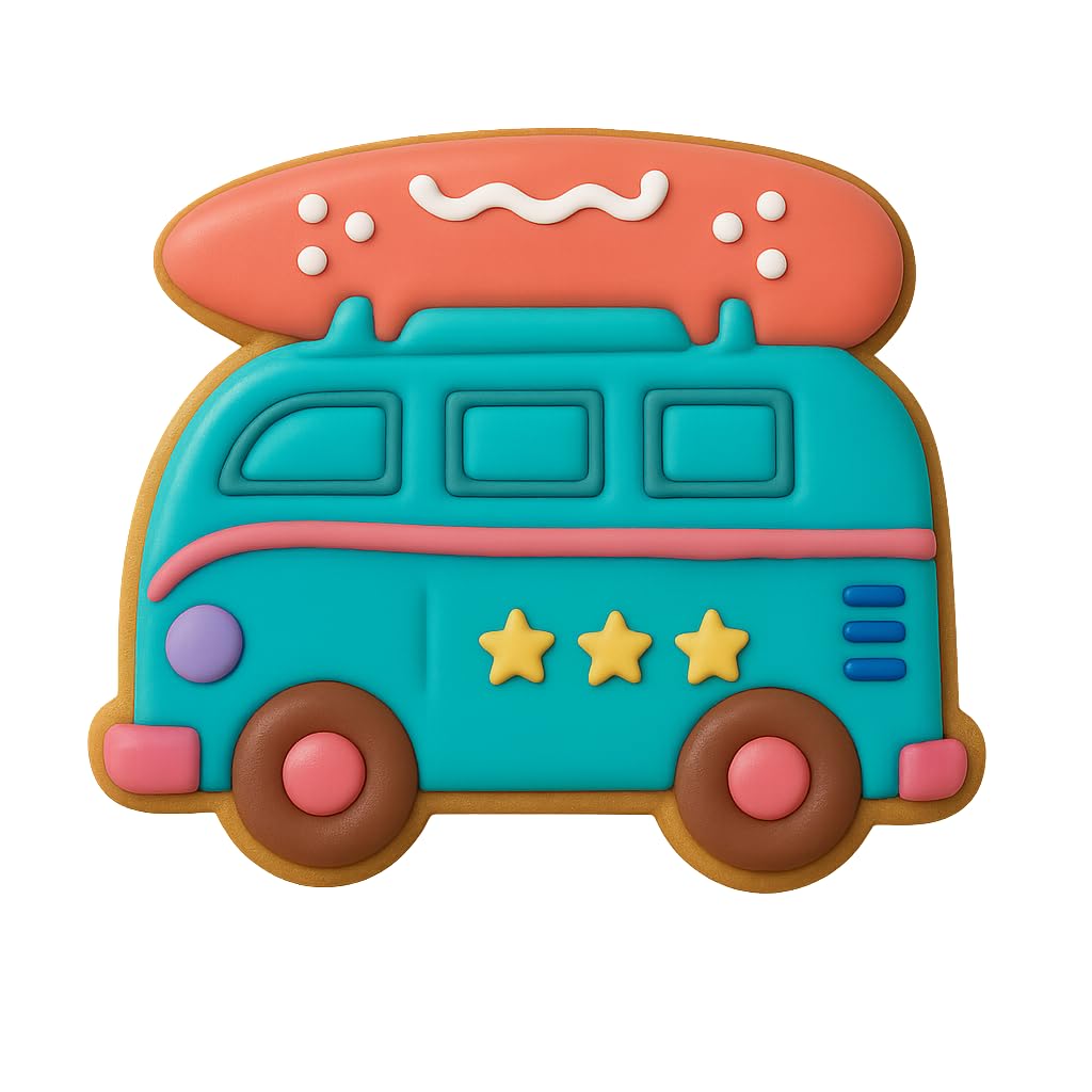 Surf Van Adventure Cookie Cutter & Stamp 3x3.5" for Baking & Fondant Clay Gifts
