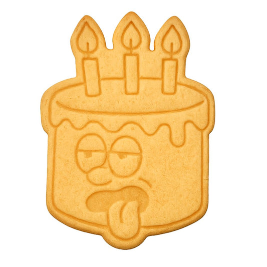 Funny Birthday Cake Cookie Cutter & Stamp 4x2.7" for Baking & Fondant Clay