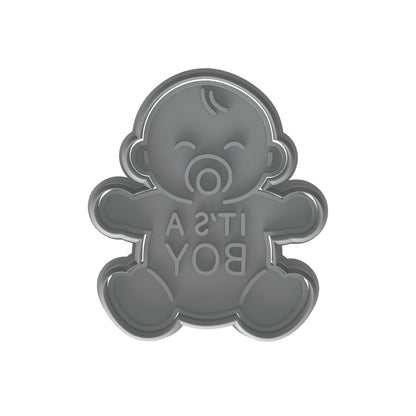 Mighty Gadget It's a Boy Baby Cookie Cutter & Stamp - 4x3" Adorable Shape for Baby Showers (Random Color)