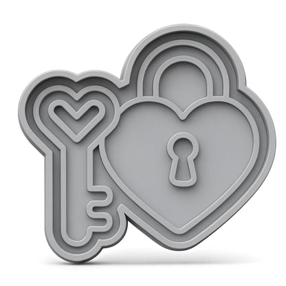 Love Lock and Key Cookie Cutter - 4x3.4" Fun Romantic Baking Set