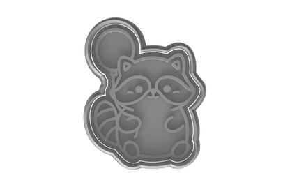 Kawaii Raccoon Holding A Balloon Cookie Cutter - 4x3.16" Fun Kids Baking Design