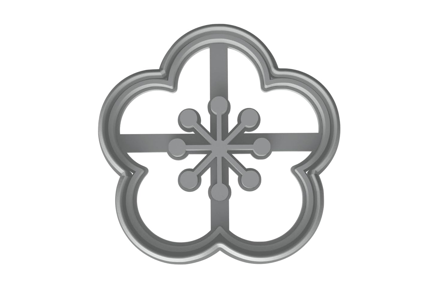Plum Blossom Kamon Cookie Cutter - 4x3.9" Premium Baking Design