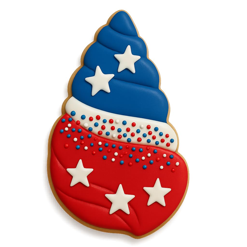 Swirled Seashell Cookie Cutter & Stamp 4x2" for Baking Fondant Clay Embosser