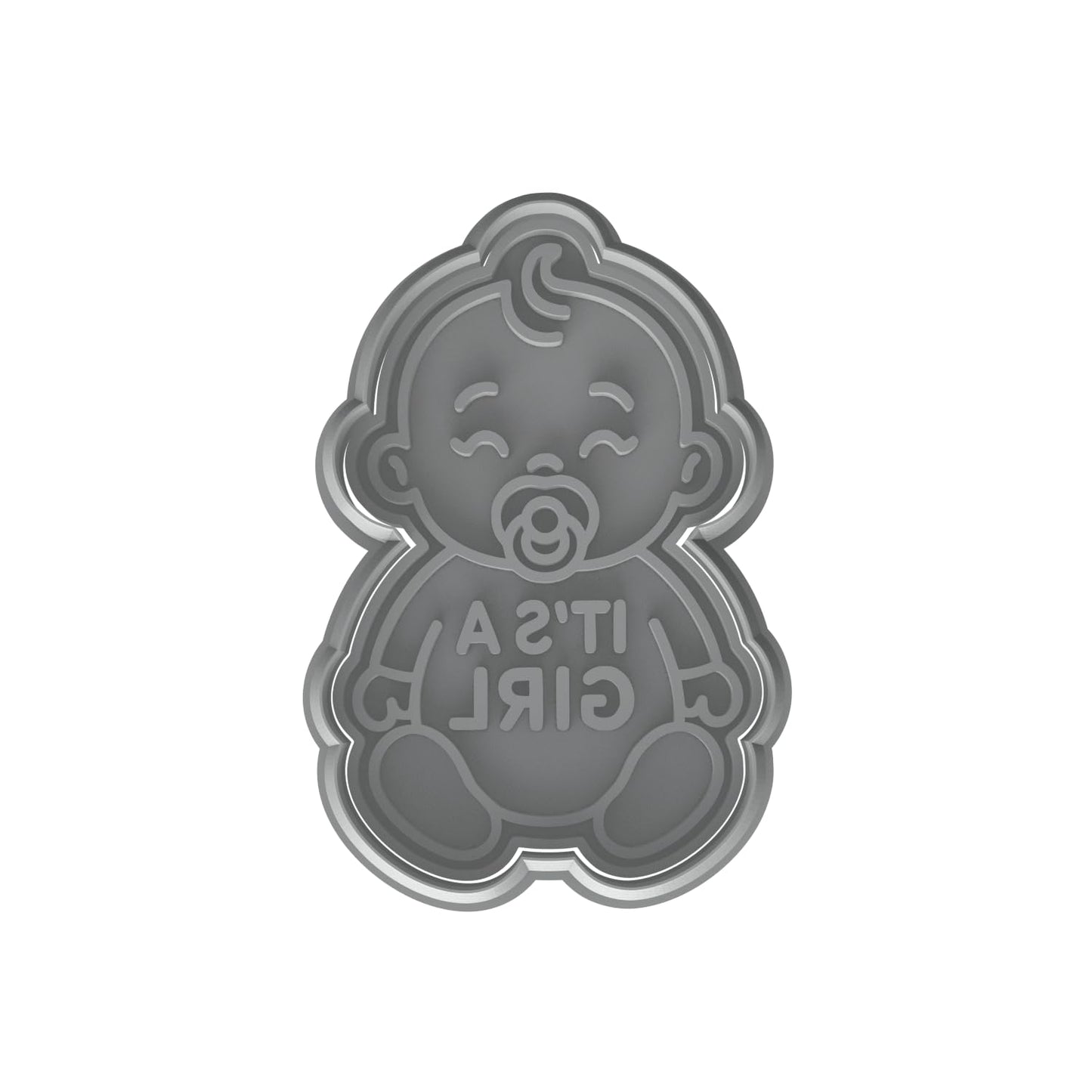 Mighty Gadget Baby Girl with Pacifier Cookie Cutter & Stamp - 4x2.5" Celebratory Design for Baby Showers (Random Color)