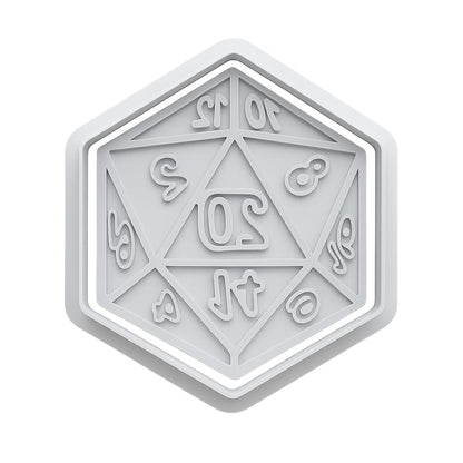 Mighty Gadget 20-Sided Dice Cookie Cutter & Stamp - 4x3.46" Geeky Fun for Game Night Baking (Random Color)