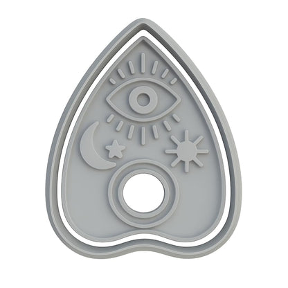 Mighty Gadget Planchette with Evil Eye Cookie Cutter & Stamp - 4x2.5" Mysterious Design for Occult Baking (Random Color)