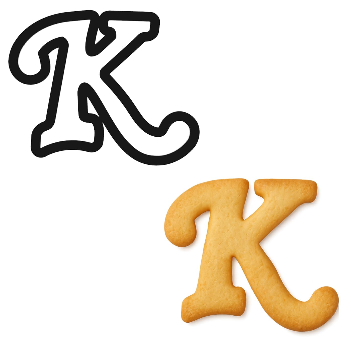 Mighty Gadget Cursive Letter K Cookie Cutter (Random Color) – 4 x 3.21 Inch Script Alphabet Shape for Monogram and Name Cookies