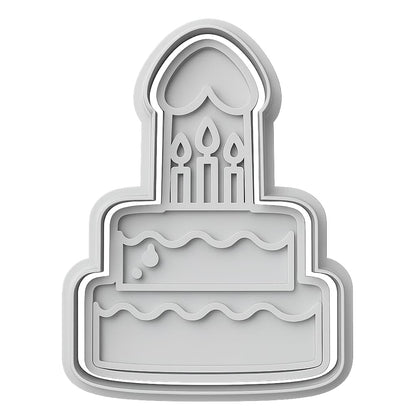 Mighty Gadget Naughty Adult Birthday Cake Candles Cookie Cutter & Stamp - 4x3" Ideal for Party Treats (Random Color)