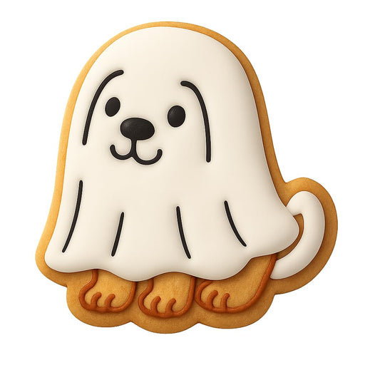 Kawaii Ghost Dog Cookie Cutter - 4x3.8" Fun Halloween Baking Design