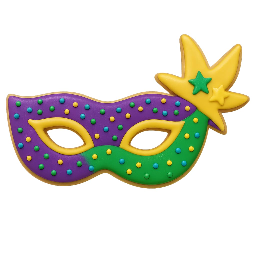 Mighty Gadget Mardi Gras Masquerade Mask Cookie Cutter (Green) - 5.5x3.5 Inches, Festive Carnival Baking Tool for Party Treats