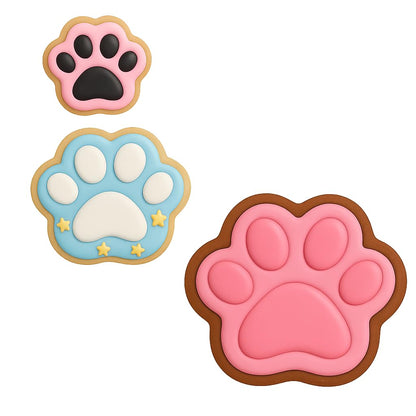 3 Pack of Adorable Dog Paw Shapes Cookie Cutter Set in 1.75”, 2.75", & 3.75" Sizes - Hand Made in the USA by Mighty Gadget