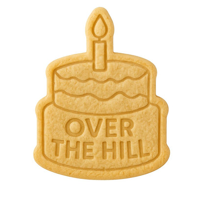 Mighty Gadget Over The Hill Cake Cookie Cutter & Stamp - 4x3.16" Humorous Theme for Fun Baking (Random Color)