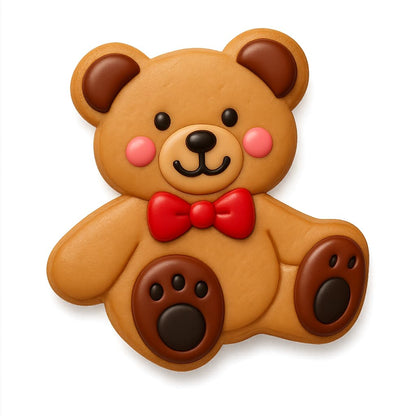 Adorable Teddy Bear Cookie Cutter & Stamp Set - 4" Tall (Random Color)