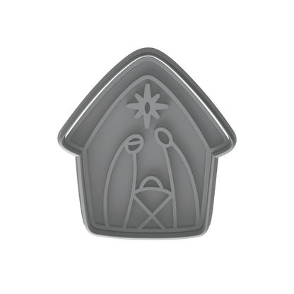 Mighty Gadget Nativity Scene Cookie Cutter & Stamp - 4x3.6" Festive Design for Christmas Baking (Random Color)