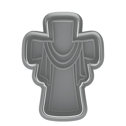 Cross Crucifix with Drapes Cookie Cutter & Stamp 4x2.9" for Baking & Fondant