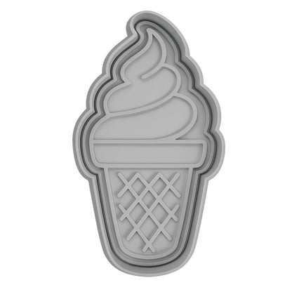 Mighty Gadget Soft Serve Ice Cream Cookie Cutter & Stamp - 4x2.5" Perfect Treat Design for Summer Baking (Random Color)