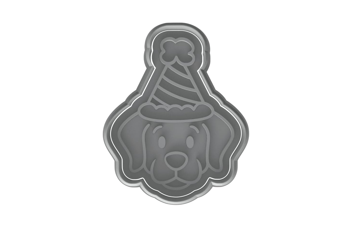 Kawaii Dog Birthday Hat Cookie Cutter - 4x3.13" Fun Party Baking Design