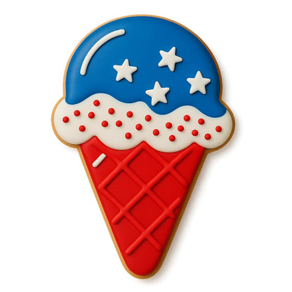 Ice Cream Cone Cookie Cutter with Waffle Cone Detail – 4x2.56 Inches, Summer Treat Baking Mold (Random Color)