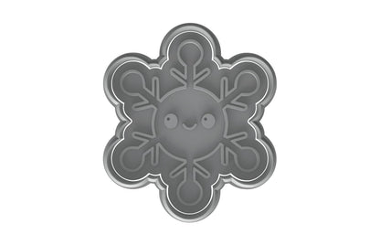Kawaii Snowflake Smiley Cookie Cutter - 4x3.43" Fun Winter Baking Tool
