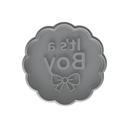 Mighty Gadget It's a Boy with Bow Cookie Cutter & Stamp - 4x4" Sweet Celebration for Baby Showers (Random Color)