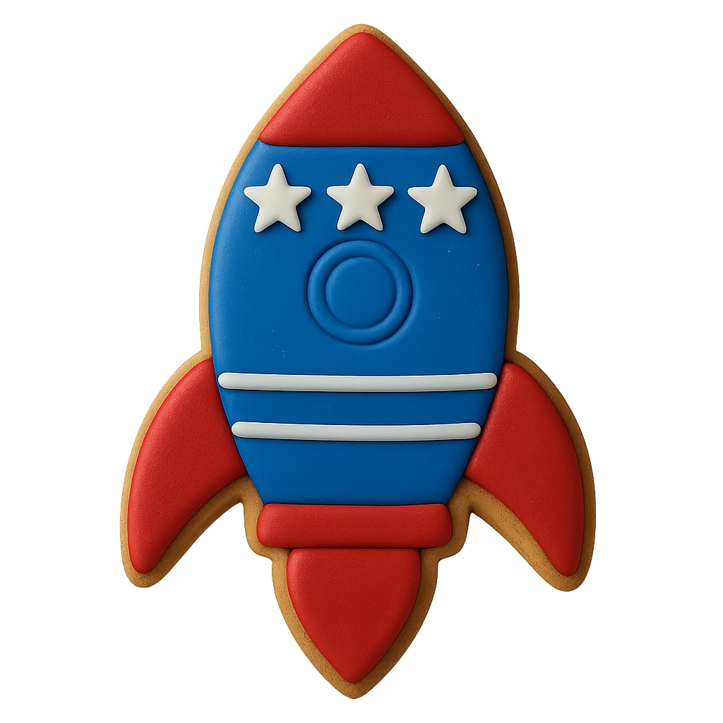 Space Rocket Cookie Cutter & Stamp 4x2.6" for Baking & Fondant Clay Embosser