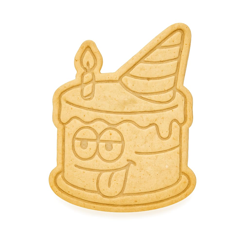Silly Birthday Cake with Candle Cookie Cutter & Stamp 4x3" for Baking & Fondant