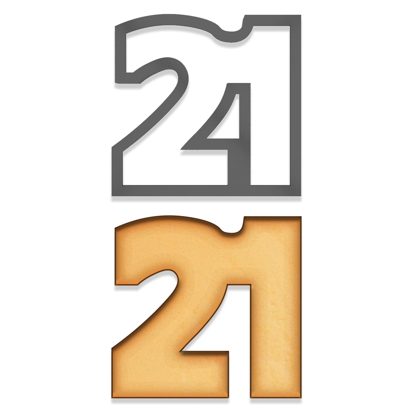 Number 21 Cookie Cutter - 3.3x3.2 Inches, Perfect for 21st Birthday Celebrations & Milestone Events (Random Color)