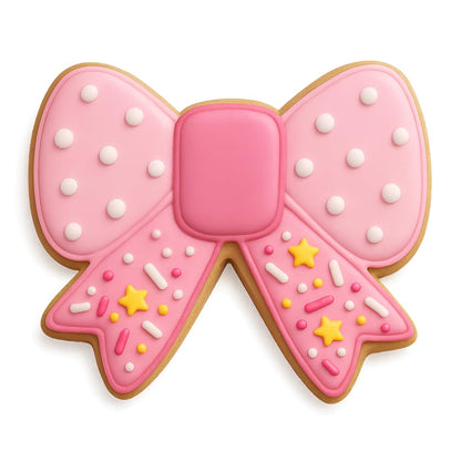 Mighty Gadget Classic Hair Bow Cookie Cutter - 4x3” Pink Ribbon Design