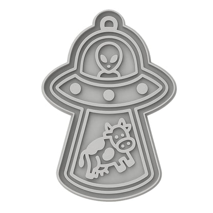 Mighty Gadget Alien with Cow Cookie Cutter & Stamp - 4x2.8" Fun Design for Space-Themed Parties (Random Color)