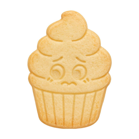 Shy Cupcake Face Cookie Cutter & Stamp 4x3" for Baking Fondant Clay Embosser