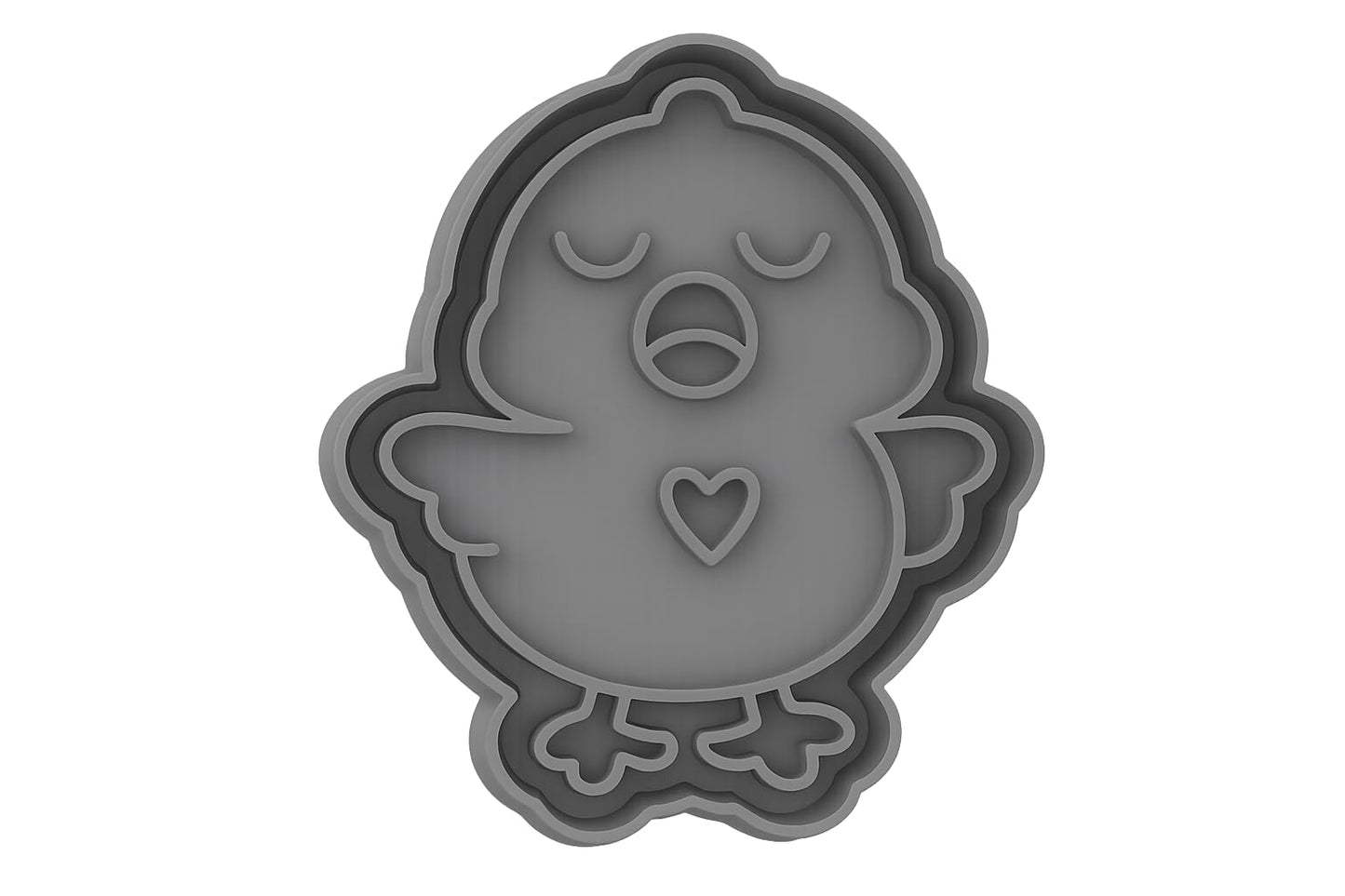 Chanting Chick Heart Cookie Cutter - 3.2x4" Fun Baking Design Delight
