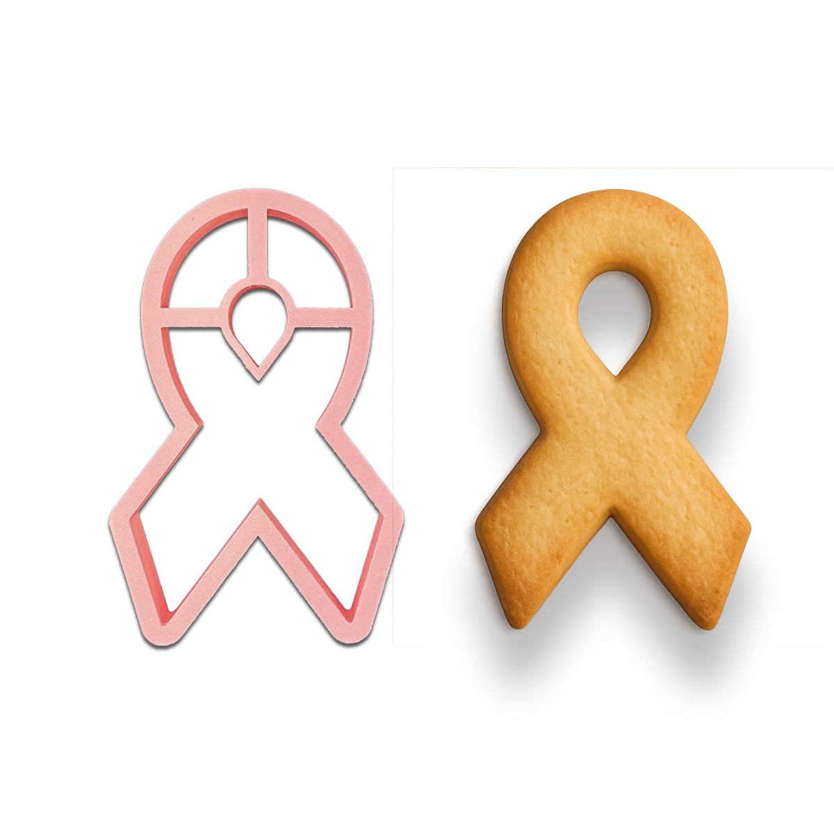 Pink Awareness Ribbon Cookie Cutter - 4.5x2.75 Inches, Perfect for Fundraisers and Charity Events